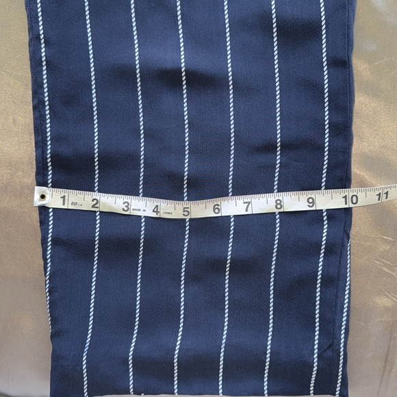 Talbots Silk Navy White Nautical Stripe Wide Leg Pants Side Zip Fully Lined Sz 6 - Picture 6 of 11